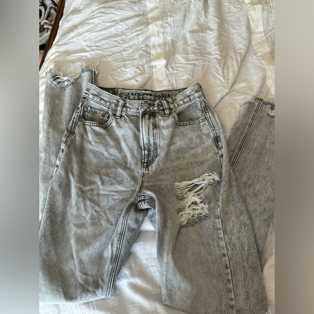 American Eagle Grey Mom jeans | 0 extra long